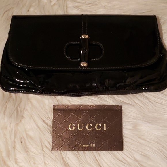 gucci patent leather clutch